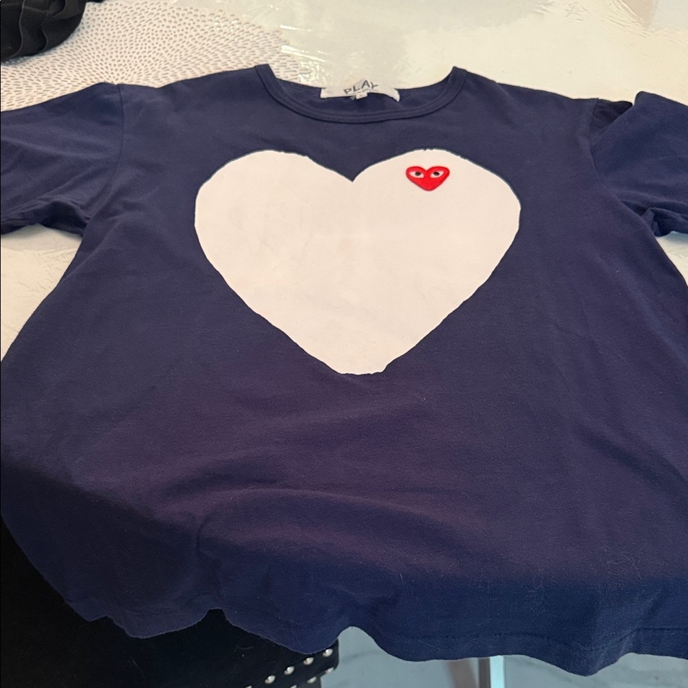 PLAY Navy Blue Mens Shirt with Heart Design